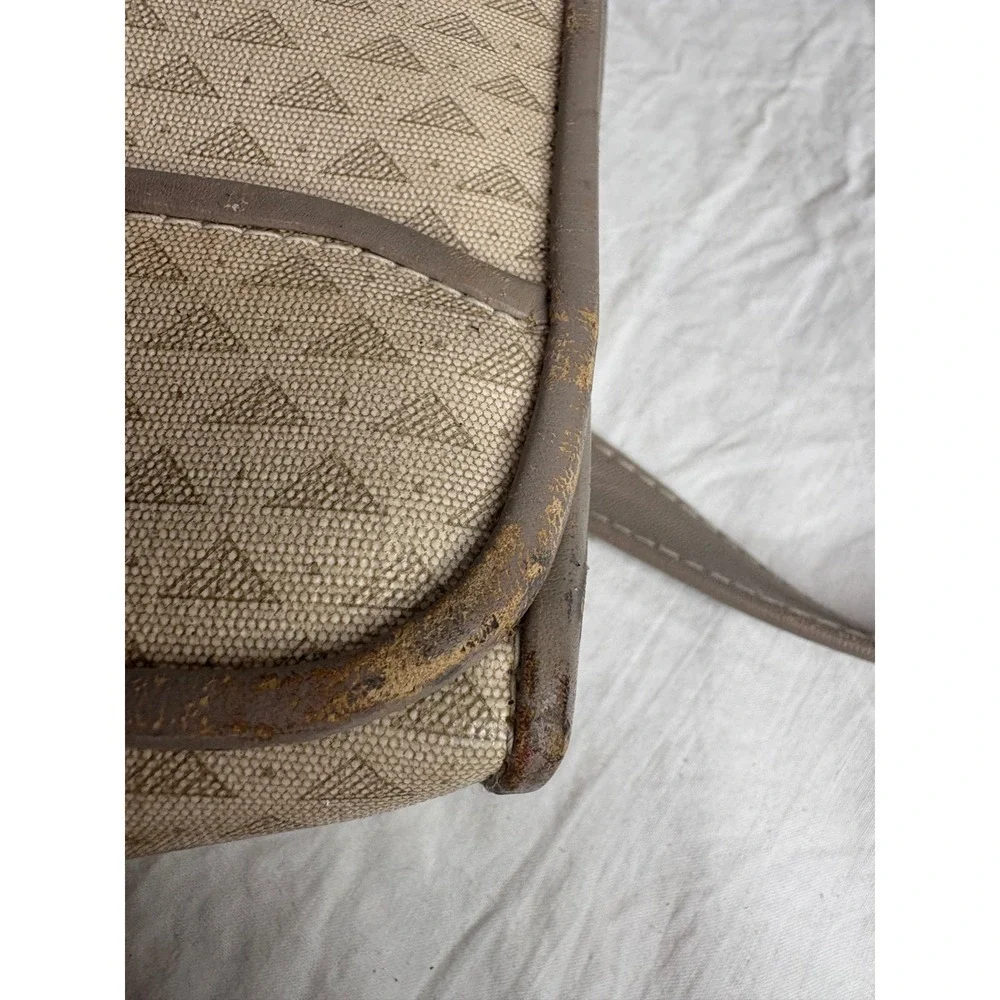Liz Claiborne Tan Monogram Shoulder Bag Genuine Leather Trim